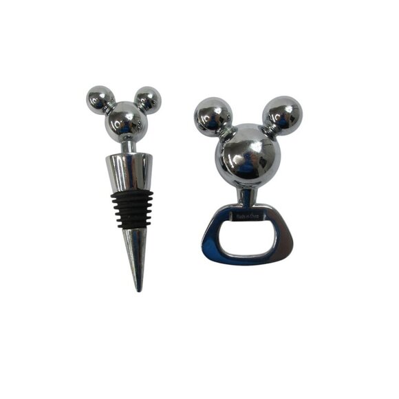 Mickey Mouse Iconic Ears Solid Stainless Steel Silver Wine Cork & Bottle Opener - Picture 1 of 4